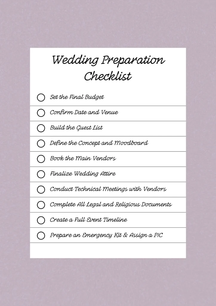 Wedding Preparation Checklist